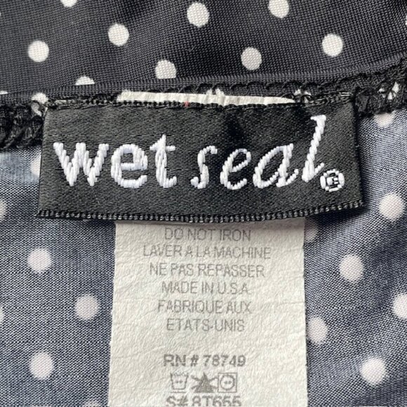 WET SEAL Black Polka Dot Spaghetti Strap Camisole with Built-In Bra - Size Large - Picture 5 of 6